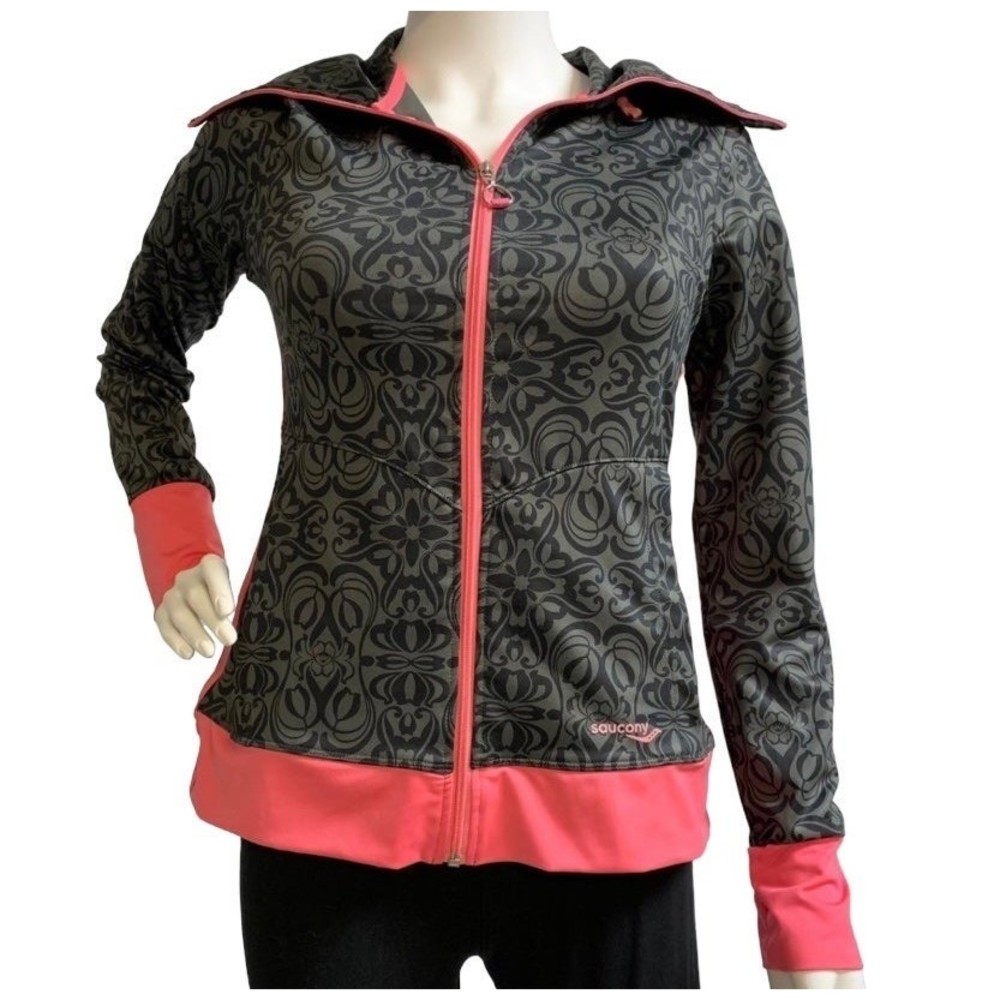 Saucony Womens Grey And Pink Athletic Jacket Size S